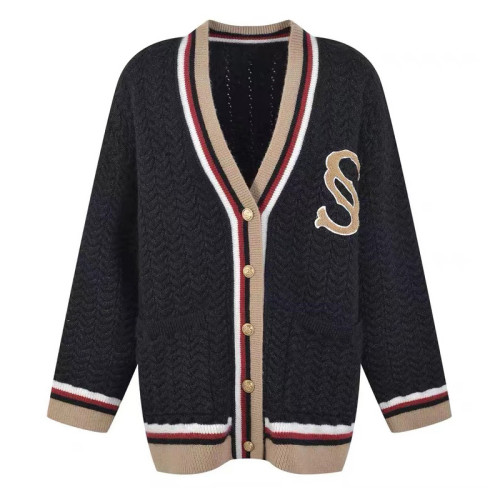 {EAM} Autumn and winter French vintage double S-silhouette knit cardigan sweater coat thickened medium long DLZ330