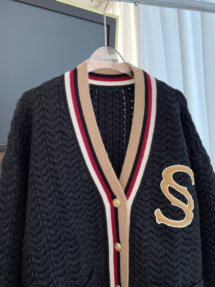 {EAM} Autumn and winter French vintage double S-silhouette knit cardigan sweater coat thickened medium long DLZ330