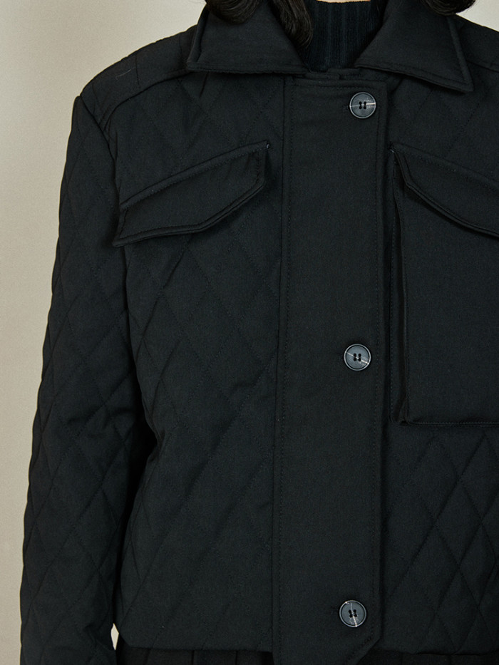 [EAM] Black Pocket Big Size Cotton-padded Coat Long Sleeve Loose Fit Women Parkas Fashion Tide New Autumn Winter 2024 1DH2940
