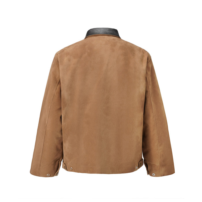 {EAM} Europe and the United States High Street ins Detroit lapel imitation deerskin velvet zipper wash jacket jacket clip cotton coat DLZ385