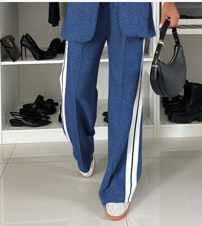 {EAM} 2025 new autumn long pants winter women's long sleeved lapel casual suit set DLZ484