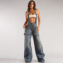 Western Cowboy Denim Overalls - Stylish Casual Fashion Pants for Men, Durable and Comfortable, Perfect for Everyday Wear or Western-themed Outfits, Great Gift Option for Friends or Family