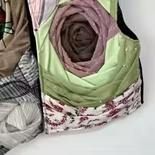 DEAT Fashion Random contrast color patchwork Patterned Short Waistcoat Layered Creativity Abstraction v neck slim vest