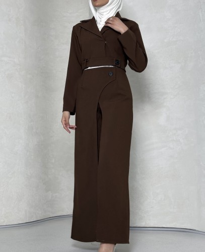DEAT causal 2 pcs set v neck solid color long sleeve short coat Irregular high waist single button women's suit 2025 spring new fashion DLZ1133