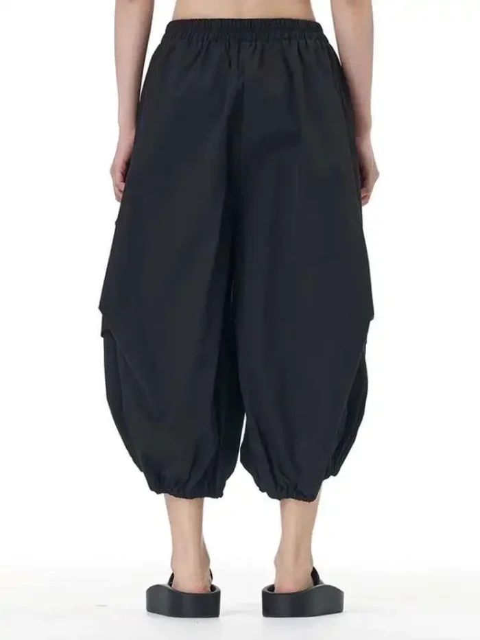 [EAM] High Elastic Waist Khaki Topstitched Pleated Wide Leg Pants New Trousers Women Fashion Tide Spring Autumn 2025 1DH9548