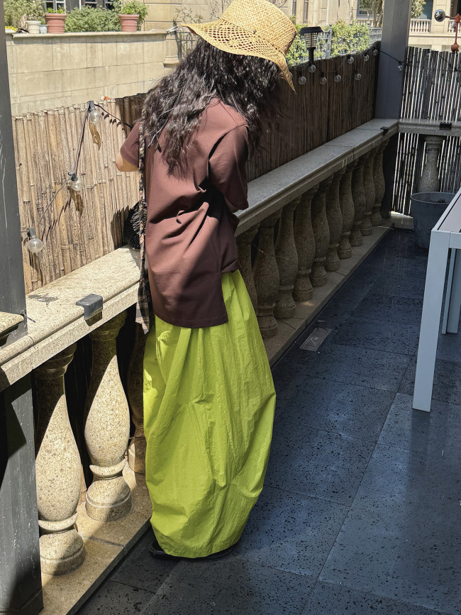 High Elastic Waist Green Big Size Shaped Long Bloomers Pants New Trousers Women Fashion Tide Spring Autumn 2025 DLZ62306