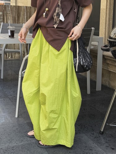 High Elastic Waist Green Big Size Shaped Long Bloomers Pants New Trousers Women Fashion Tide Spring Autumn 2025 DLZ62306