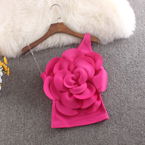 New Three-dimensional Large Flower Skew Collar Strapless Women's Summer  SM1102413M