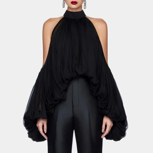 Solid Loose Casual Blouses For Women O Neck Sleeveless Temperament Minimalist Shirts Female Fashion Style Clothes DLZ07Y