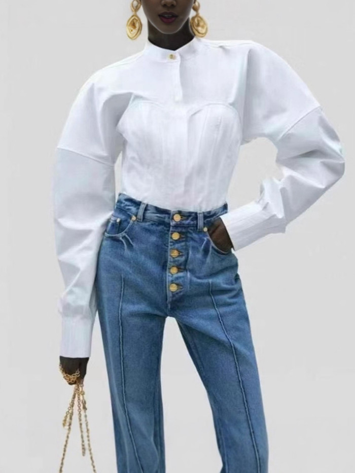 A versatile, waist-cinching, slimming and sophisticated design strapless shirt DLZ0800S