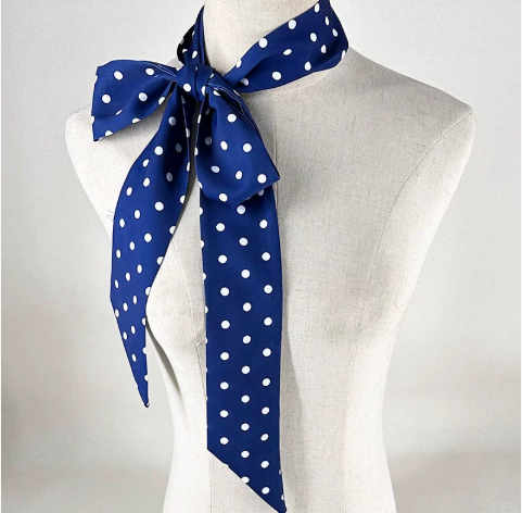 Dot pattern small scarf or long neck scarf