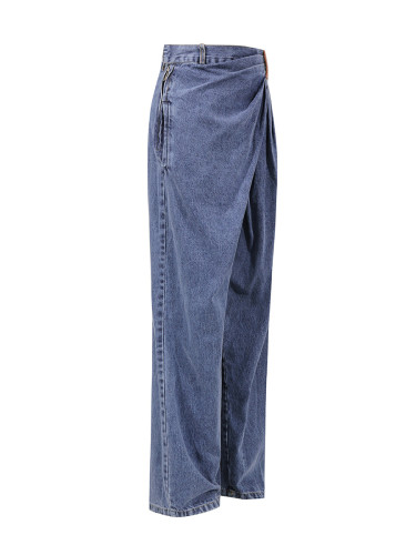 Solid Loose Casual Jeans for Women High Waist Temperament Wide Leg Pant Female Fashion Clothes New DLZ82405