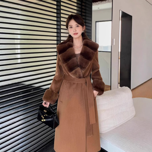 Collared wool double-sided tweed coat for men  DLZC82916S