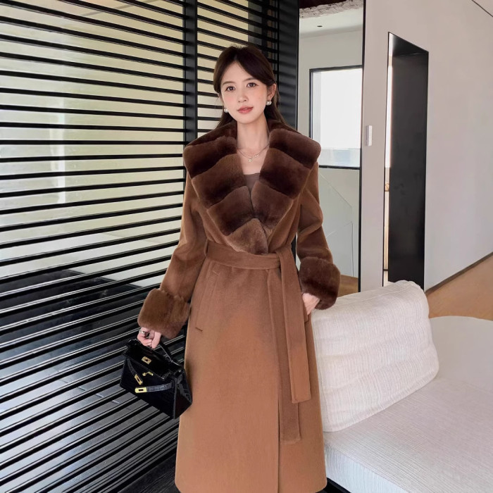 Collared wool double-sided tweed coat for men  DLZC82916S