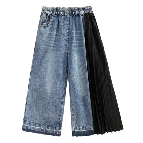 High Waist Army Green Denim Pleated Long Wide Leg Jeans New Loose Women Trousers Fashion Tide Spring Autumn  DLZ732501