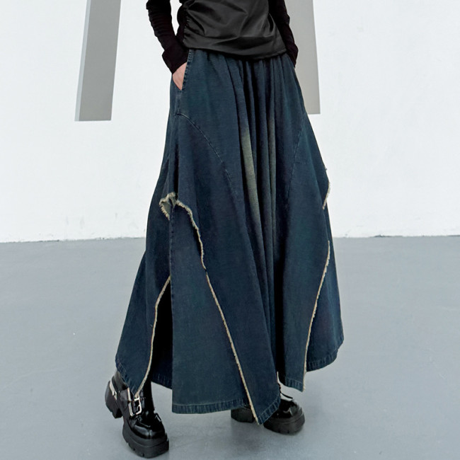 Junction slimming high-waist denim wide-leg pants  DLZ0205