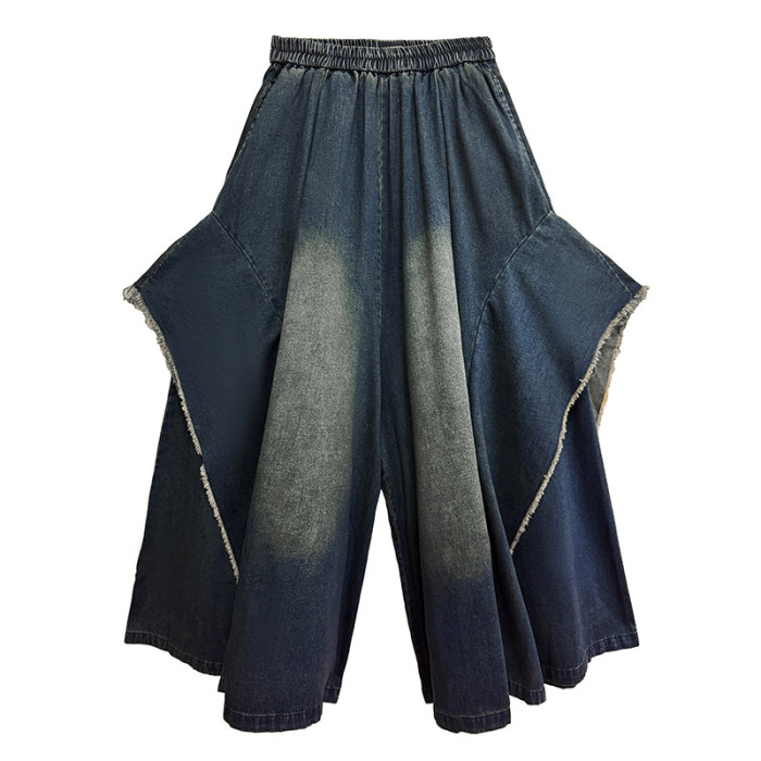 Junction slimming high-waist denim wide-leg pants  DLZ0205