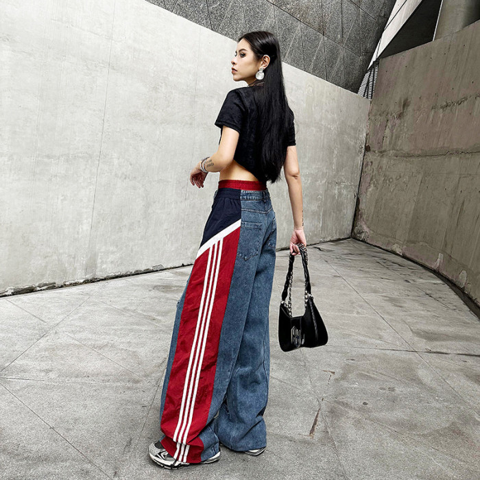 New season loose-fit jeans with high-waist and fringed design, highly versatile DLZ91703