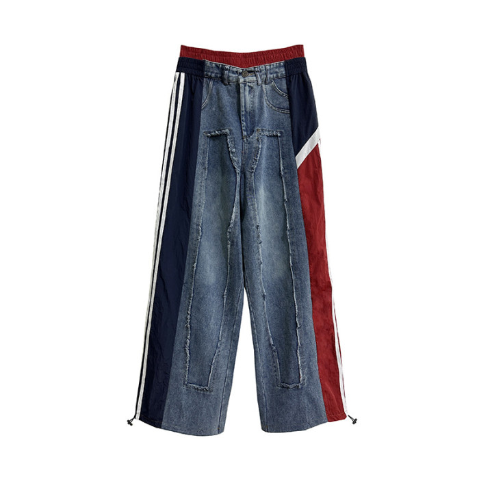 New season loose-fit jeans with high-waist and fringed design, highly versatile DLZ91703