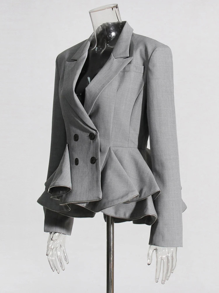 Grey new style V-neck quilted leaf design coat DLZ092602S