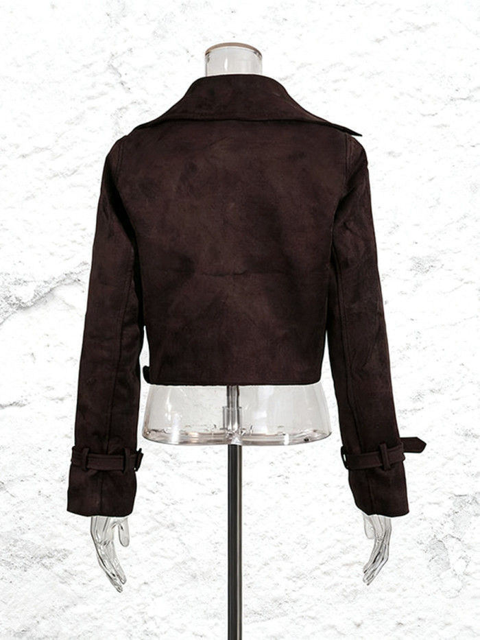 Fashionable trend short-sleeved coat, new style, retro, unique, solid color, versatile, drawstring waist, casual jacket  DLZ10216S