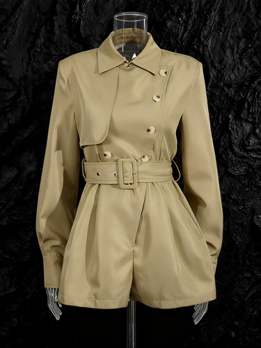 Elegant and stylish new collar-style high-waisted premium feel pure color one-piece pants for women DLZ102304S 