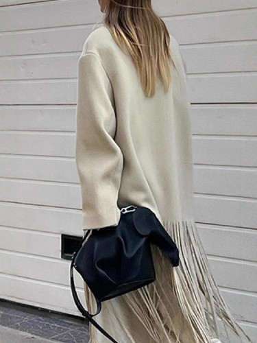 Apricot Women's Coat Elegant Autumn Long Sleeve Lapel Female Coats Winter Fashion Streetwear Pocket Lady Overcoats 