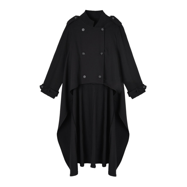 Women Back Long Big Size Irregular Trench New Stand Collar Long Sleeve Windbreaker Fashion Tide Spring Autumn  1DJ4780