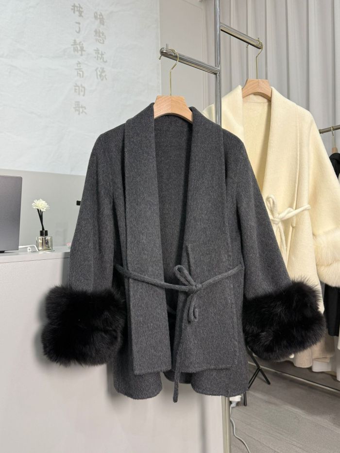 Fur coat with double-sided wool, women's short style, high-end woolen fabric DLZWT1120