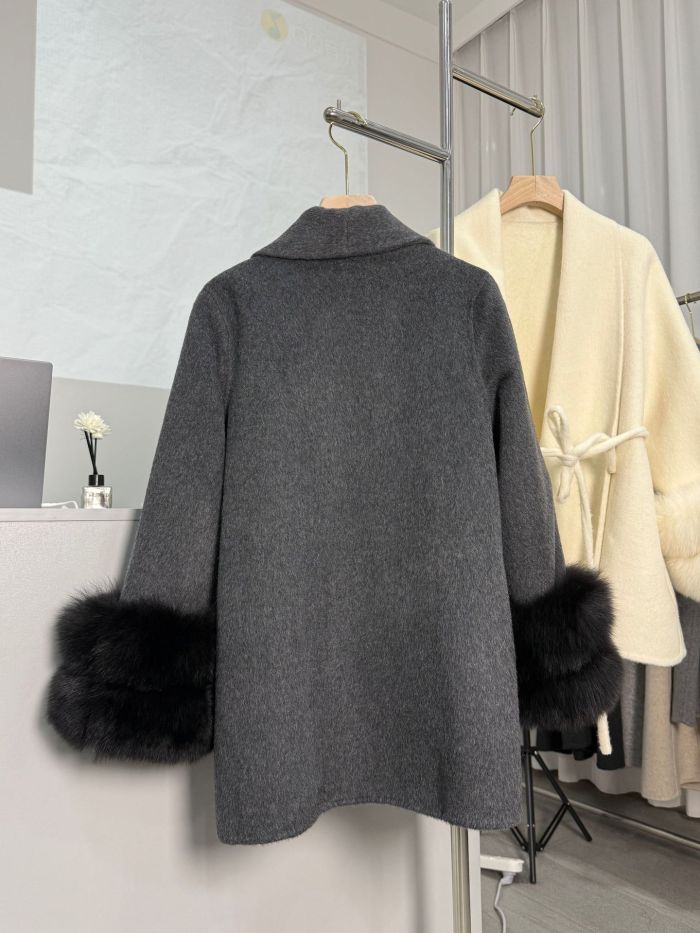 Fur coat with double-sided wool, women's short style, high-end woolen fabric DLZWT1120