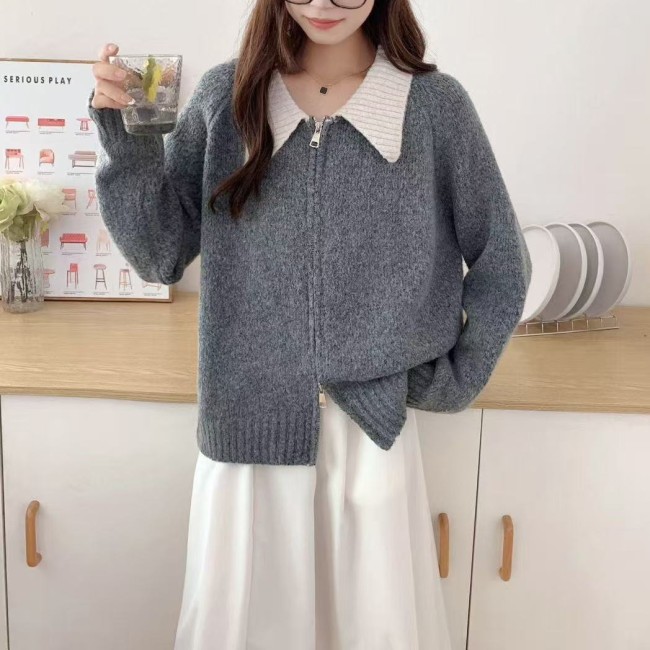Lazy Style Polo-neck Soft-Lined Sweater Blazer  DLZMY21100