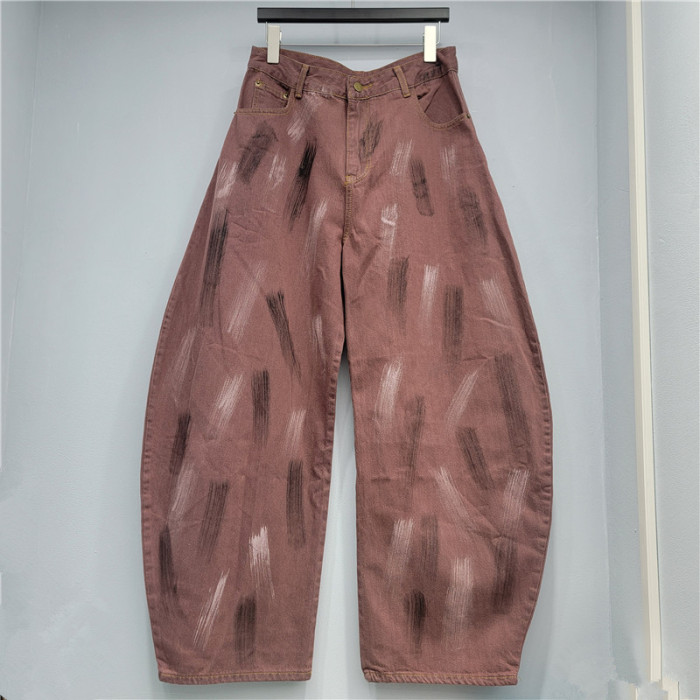 American retro distressed tie-dye denim women's 2026 wasteland style tough girl loose hip-hop curved knife pants  DLZNKZ11S