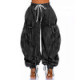 [EAM] High Waist Khaki Drawstring Pockets Denim Long Wide Leg Pants New Trousers Women Fashion Tide Spring Autumn 2025 11A0731