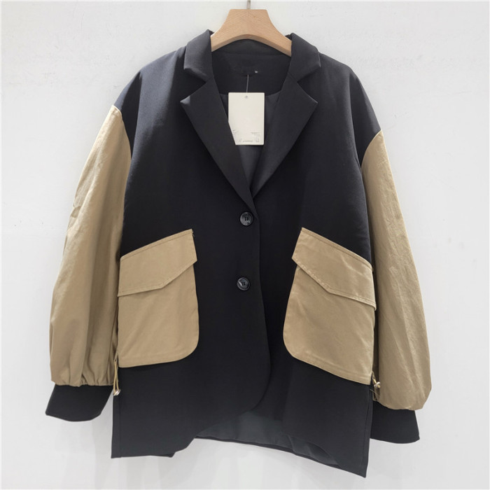 Designated small-scale color-matched patchwork blazer with a unique style  DLZWT0401