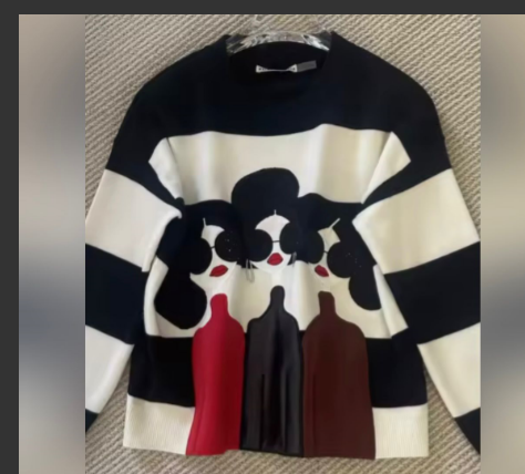 Hot Diamond Figure Embroidery Striped Knitted Pullover Sweater Women Autumn Fashion O-Neck Long Sleeve Knitwear Tops Jumper  DLZNW009