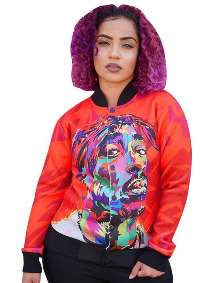 European and American Rock Music Festival - Hip-Hop Style Printed Jacket Baseball Shirt  DLZJK003