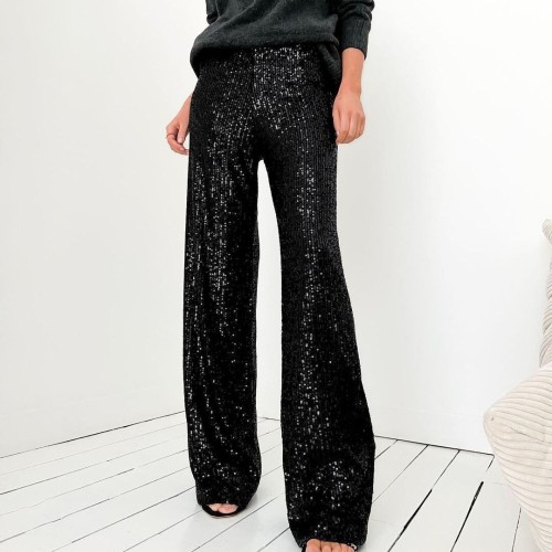 sequined stylish slim-fit casual straight-leg pants  DLZKZ1201S