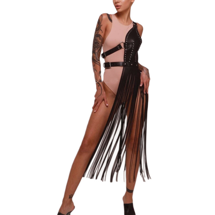 Retro Style Fringed Waist Belt Versatile Decorative Personalized Skirt Belt PU Leather Buckle Street Style Hip Hop Trend  DLZYD01