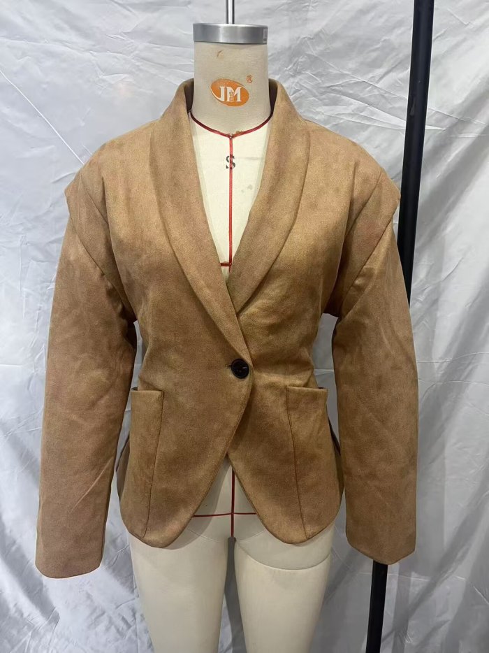 New women's clothing - fashionable and casual - deer skin velvet fitted lapel blazer DLZWT1204S
