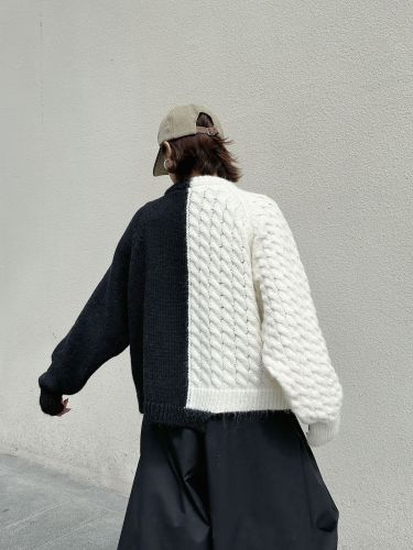 Jeans patchwork crewneck sweater  DLZMY2500