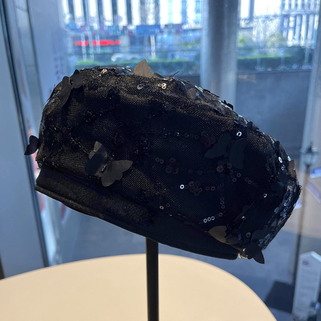 Huffman Black Sequin Beret DLZG01