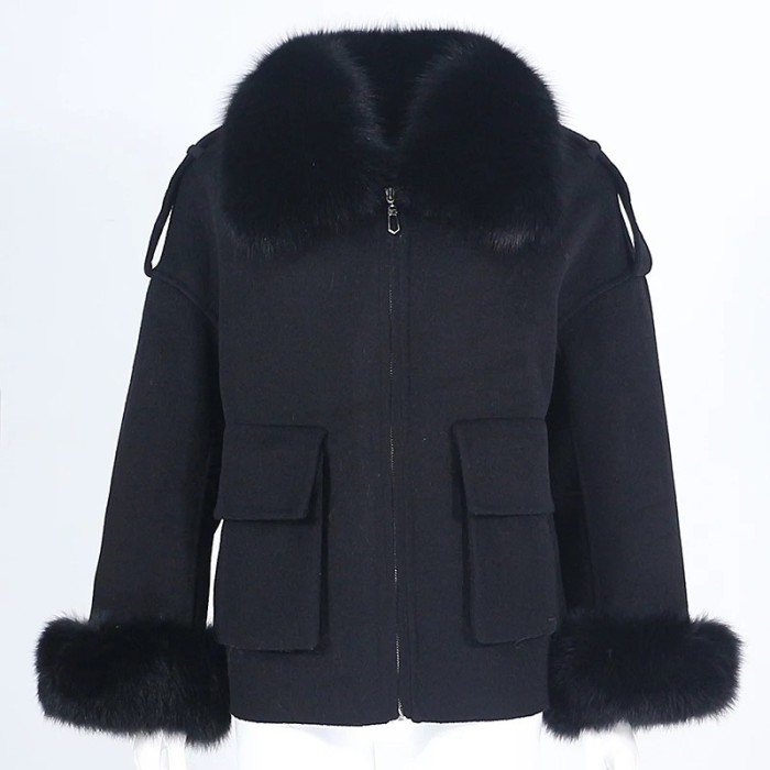 Double-sided cashmere coat for women - elegant short style wool coat for petite ladies, fashionable outerwear   DLZ179304S