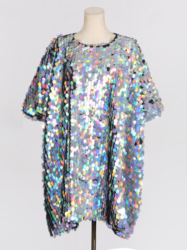 Round-neck sequined patchwork dress  WQ2072710