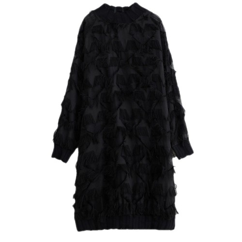 Suzelles irregular lace V-neck long and loose-fitting elegant dress DLZ874101