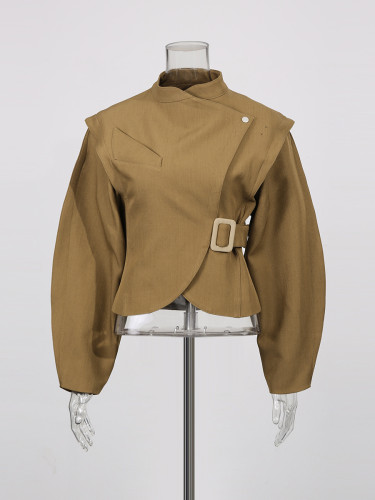 Newly designed, exclusive and stylish European-style women's drop-shoulder and cinched-waist jacket coat