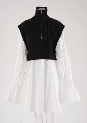 Women White Kniitting Irregular Big Size Shirt Dress New Turtleneck Long Sleeve Fashion Tide Spring Autumn  CPDB269