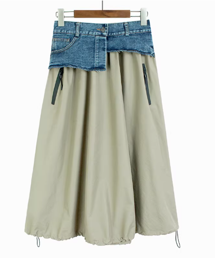 New high-waisted slimming mid-length A-line skirt for casual wear  1DF867312