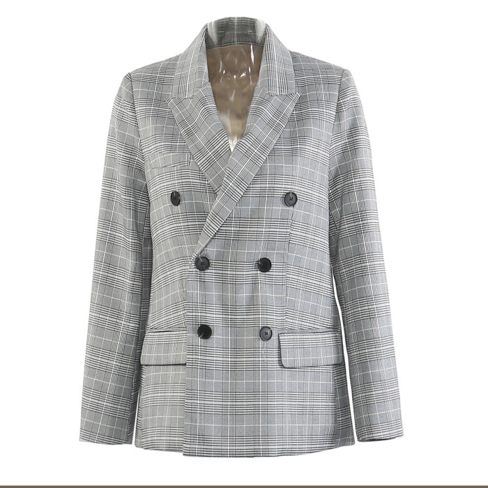 Heavy-duty pleated check-pattern British-style men's jacket  3WM254702S