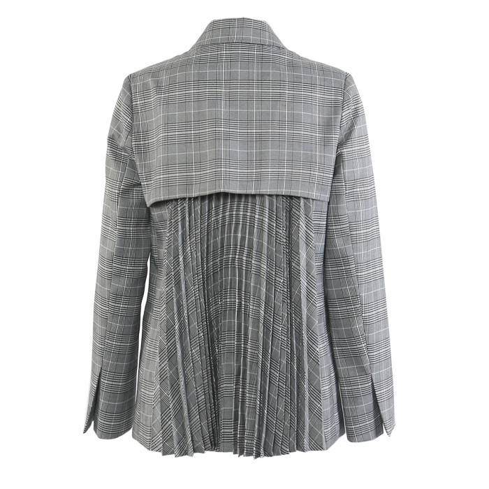Heavy-duty pleated check-pattern British-style men's jacket  3WM254702S