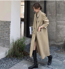 Women Black Double Breasted Big Size Long Blazer New Lapel Long Sleeve Jacket Fashion Tide Spring Autumn  2R6701